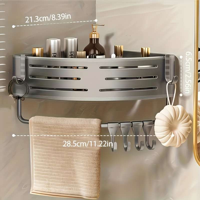 Bathroom Storage Rack Model 28.5Cm*6.5Cm*21.31Cm Aluminum With Rod Model