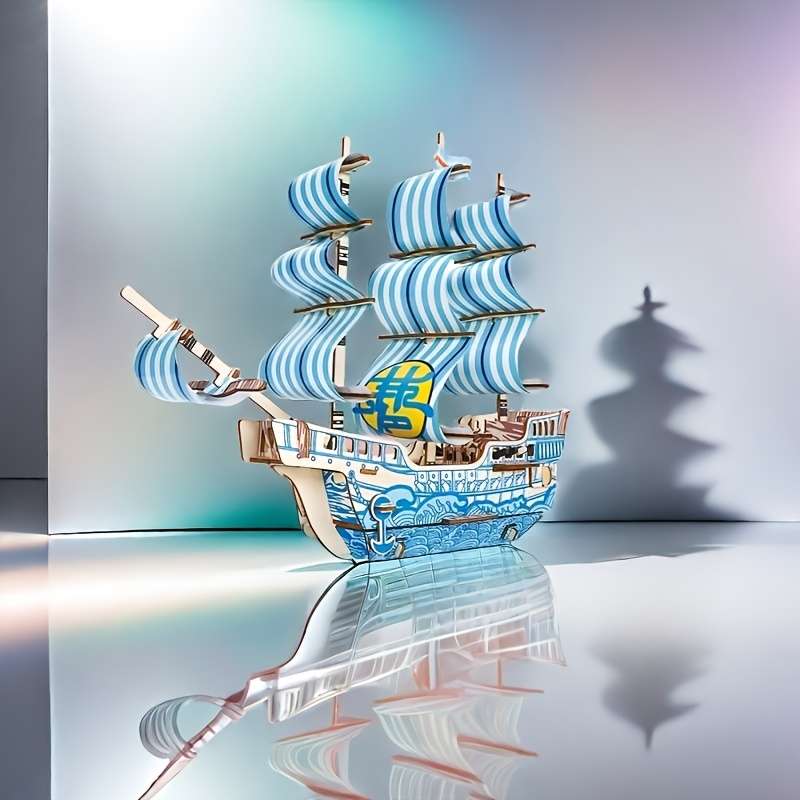 3D Jigsaw Puzzle Model Ship Color Blue