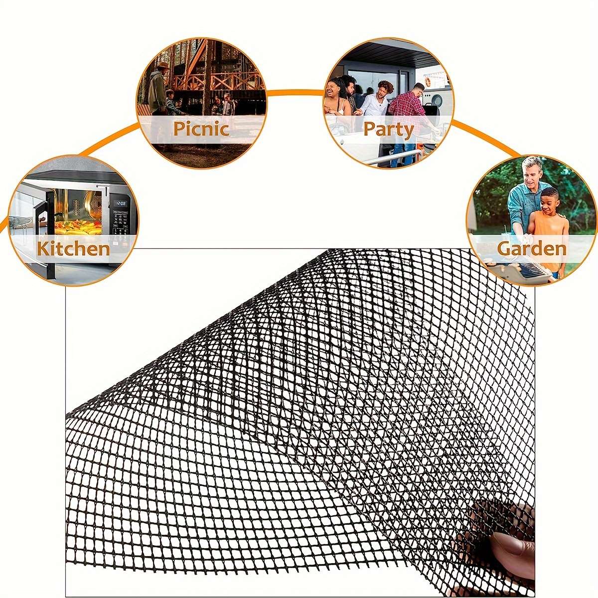 Grilling Net Size 2Pcs Brown 40Cm Round