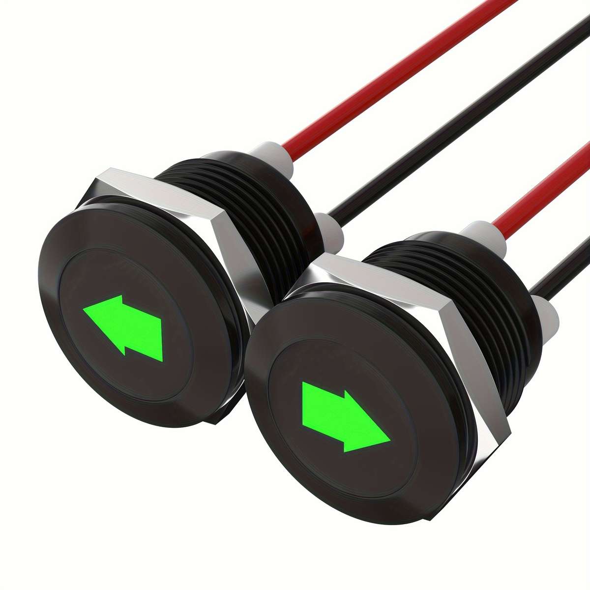 2pcs 12MM Indicator Light Black Housing Single Arrow Flat Indicator Light With Wire L