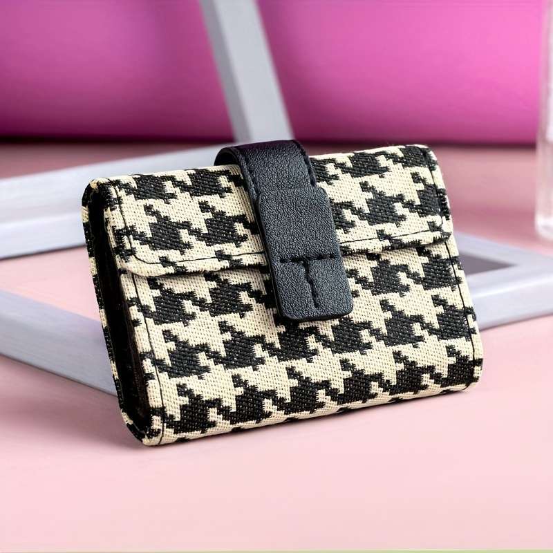 Classic Style Women'S Wallet Ultra-Thin Multi-Card Holder With Buckle Closure And Polyester Li