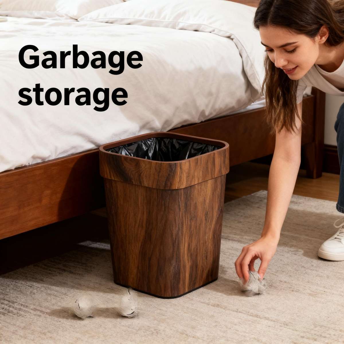 Garbage Can Color Press Ring Wood Grain 7L