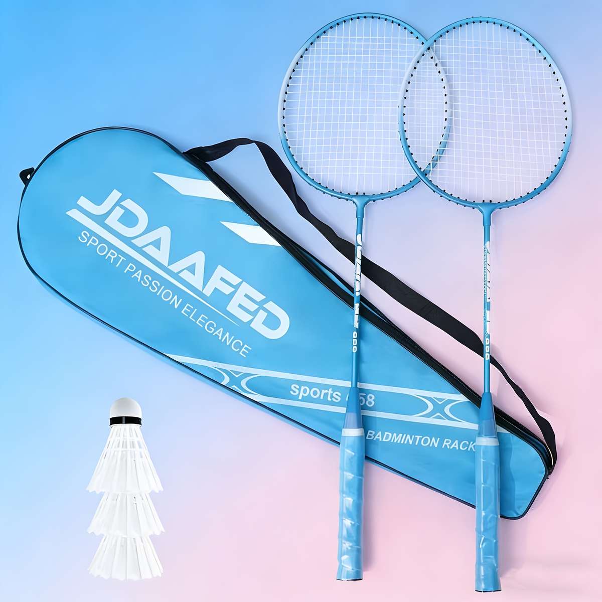 Badminton Racket Color Pink Color Compositionthree Feather Balls  1 Carrying Bag  2 Grips