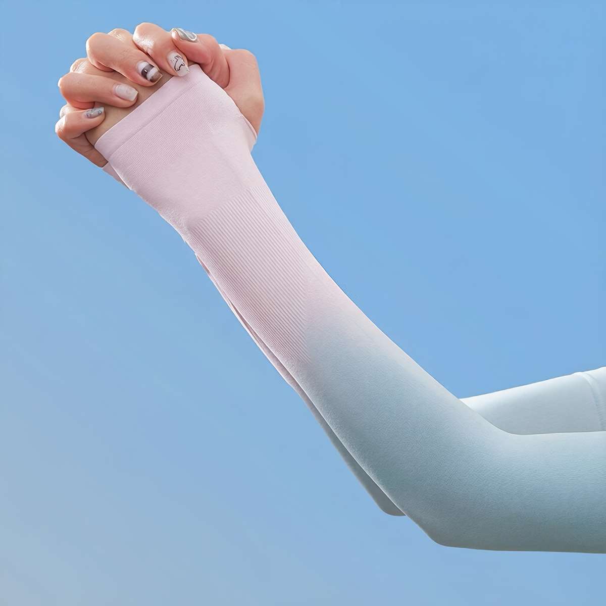 Sunscreen Sleeves Color 2Pairs Yellow And Green Gradient