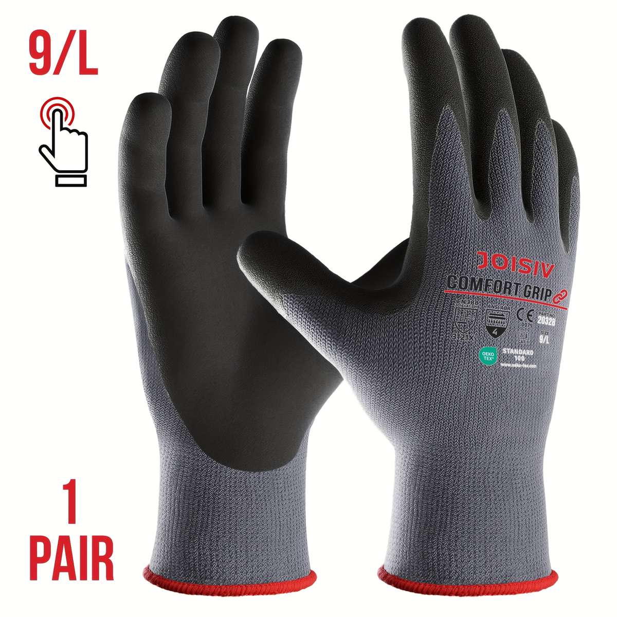 Work Gloves Size L Quantity Orange 1 Pair
