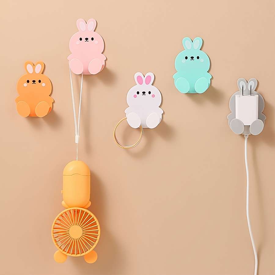 5 Pack Cute Bunny Hooks Multi Purpose Storage Hooks For color 5 Random Colors Quantity Bunny
