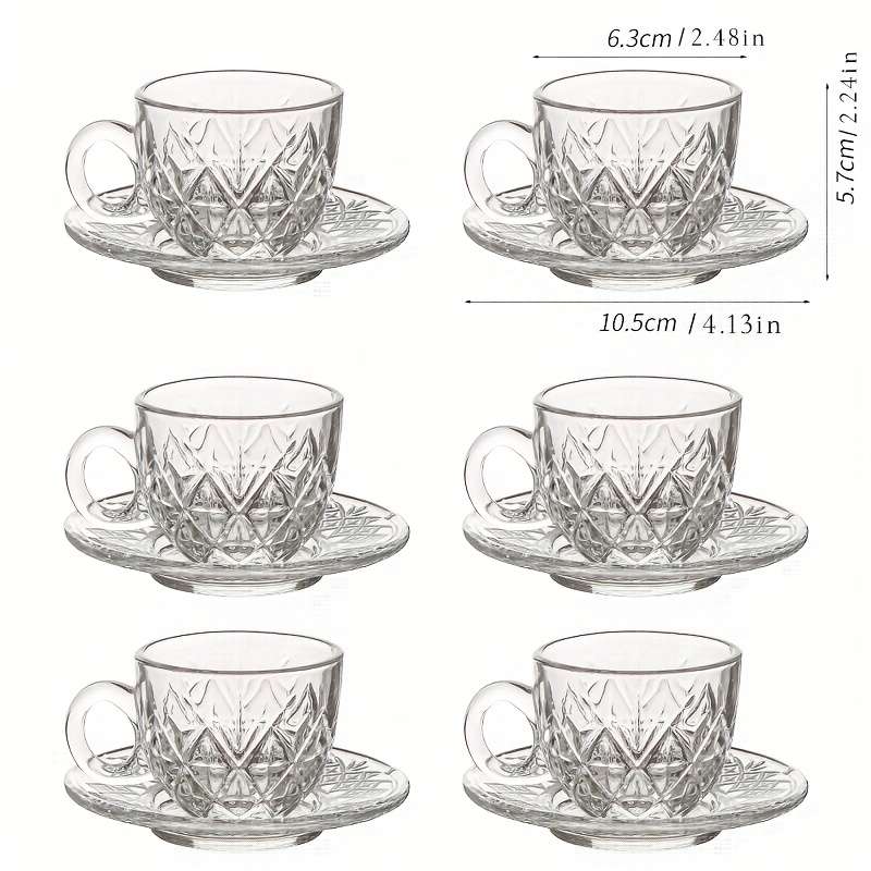Water Cup Color Diamond Pattern 6 Cups 6 Plates