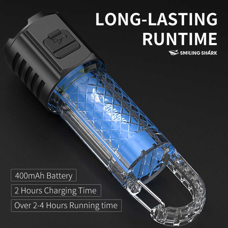 Portable 1Pc Smiling Shark Usb Rechargeable Led Flashlight Home Reliable