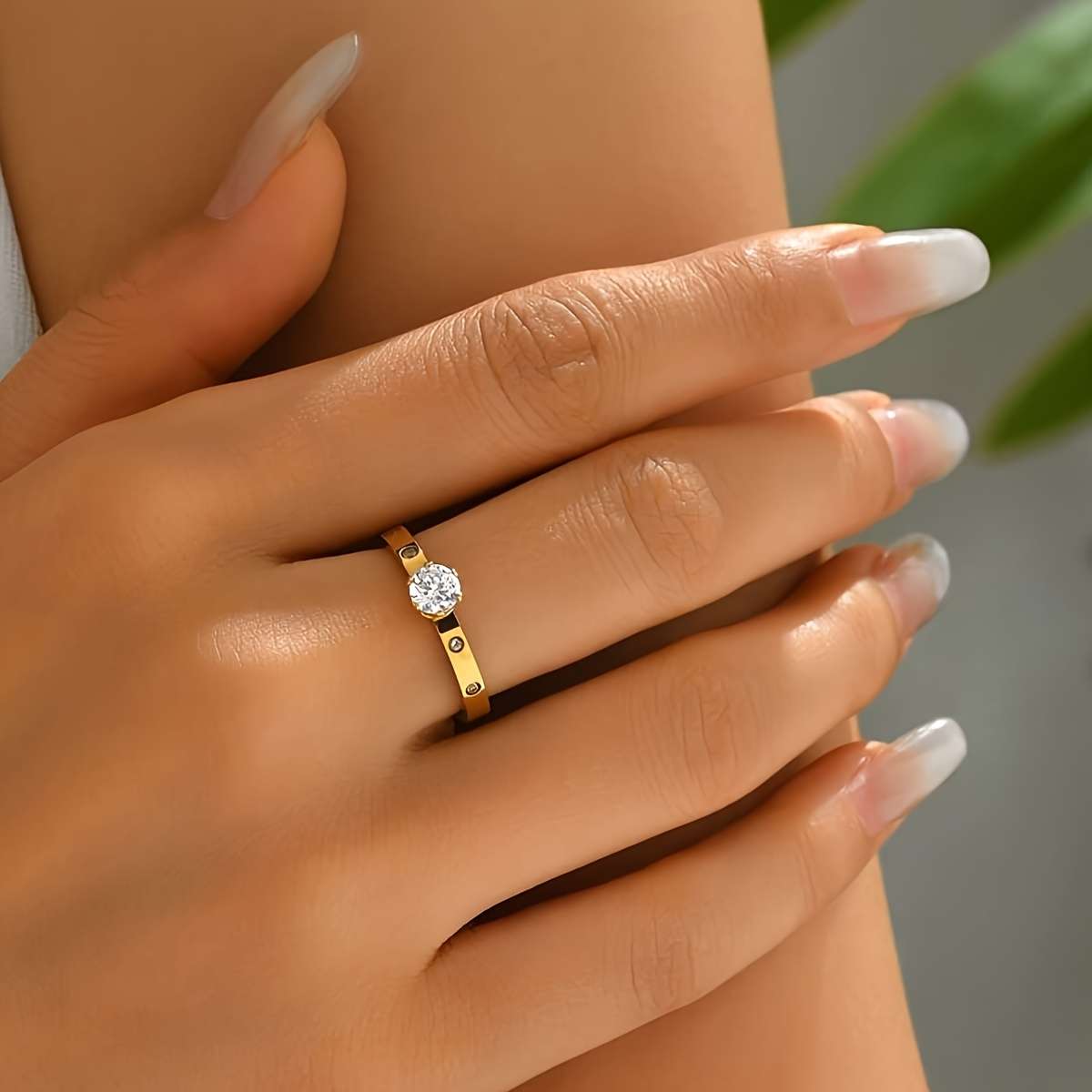 Delicate Fashion Gift For Her Stackable Ring Color Golden Yellow Size 7