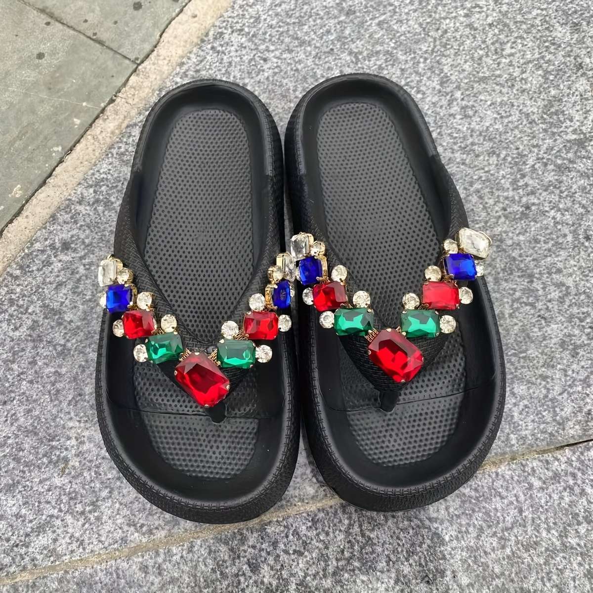 Ladies Summer Flip Flops Black Uk 7.5-8