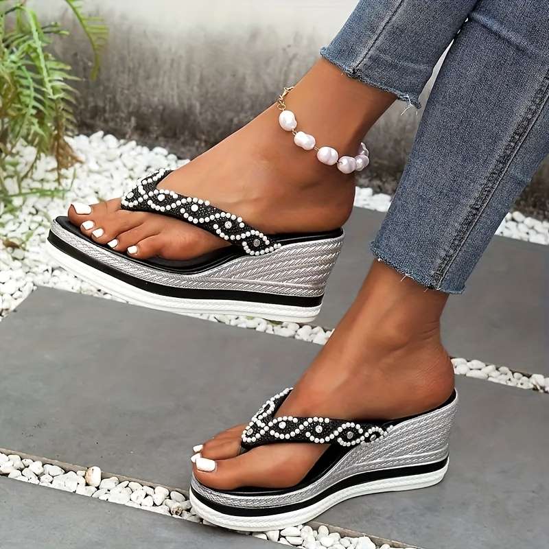 Ladies Summer Flip Flops White Uk 4