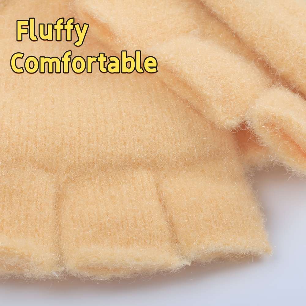 Modern Functional Half Finger Flip Gloves Thickened And Warm Winter Designed