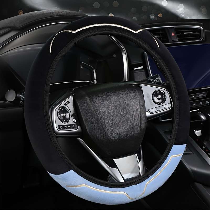 Car Steering Wheel Cover Black+Light White