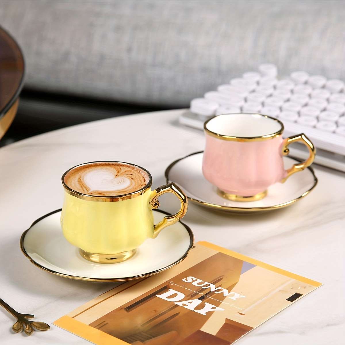 Water Cup Quantity 6 Cups And Saucers Lotus Cups 6 Colors