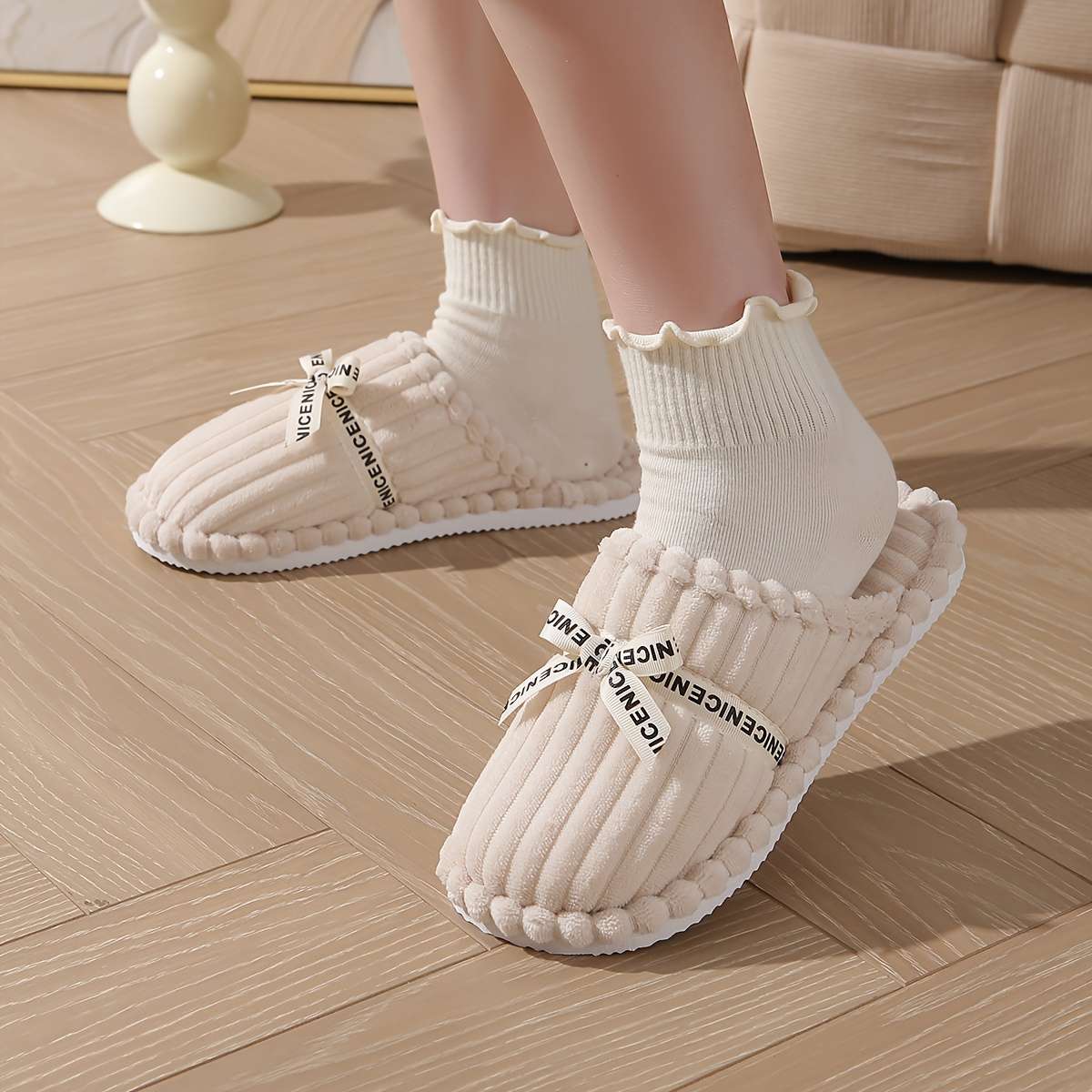 Cotton Slippers Color Grey Sizeuk 6.5-7