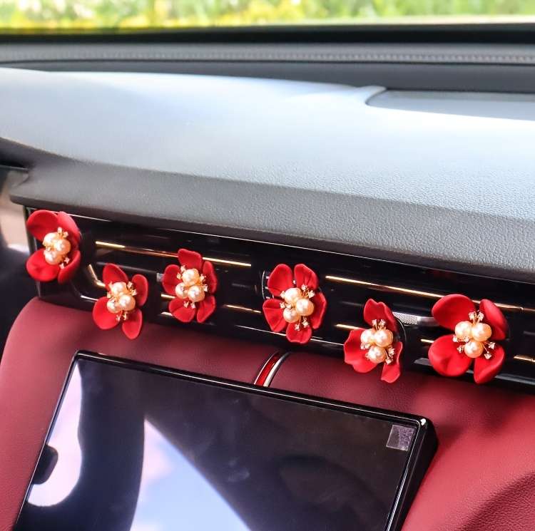 Car Interior Decor Items 2 Large Three Petal Flowers