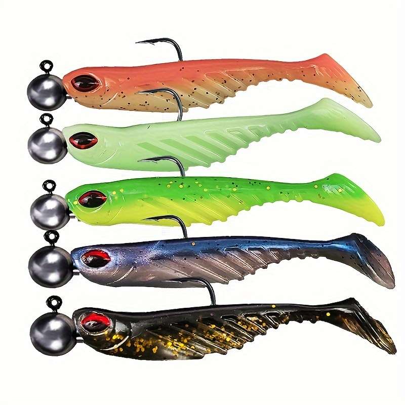 5pcs 10g Premium Silicone Soft Fishing Lures with Hooks Realistic Swimbait for Freshwater Saltwater