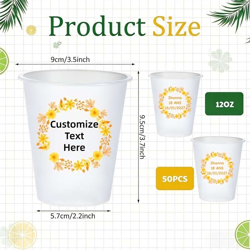 Wedding Supplies Style Patterns 18 Capacity 12Oz 50Pcs