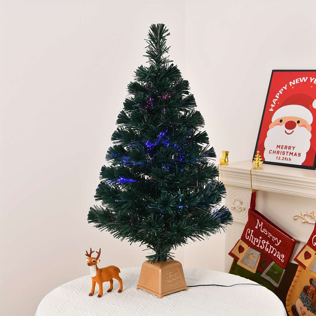 Christmas Lights 80Cm Green Newly Molded Basin Fiber Optic Tree