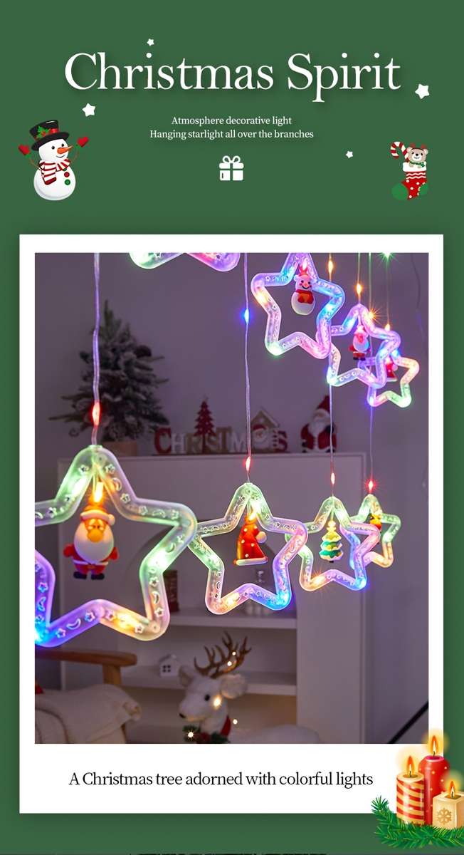 Christmas Lights Leather Wire Lamp Star Type Color