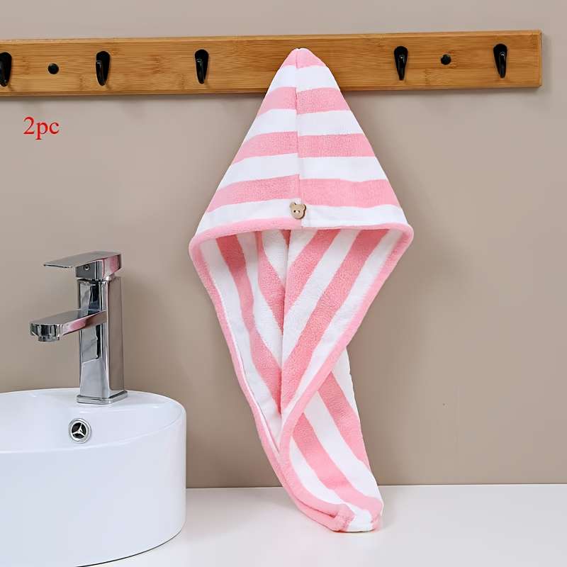 Hair Turban Striped Grayish Pink Quantity 2Pcs