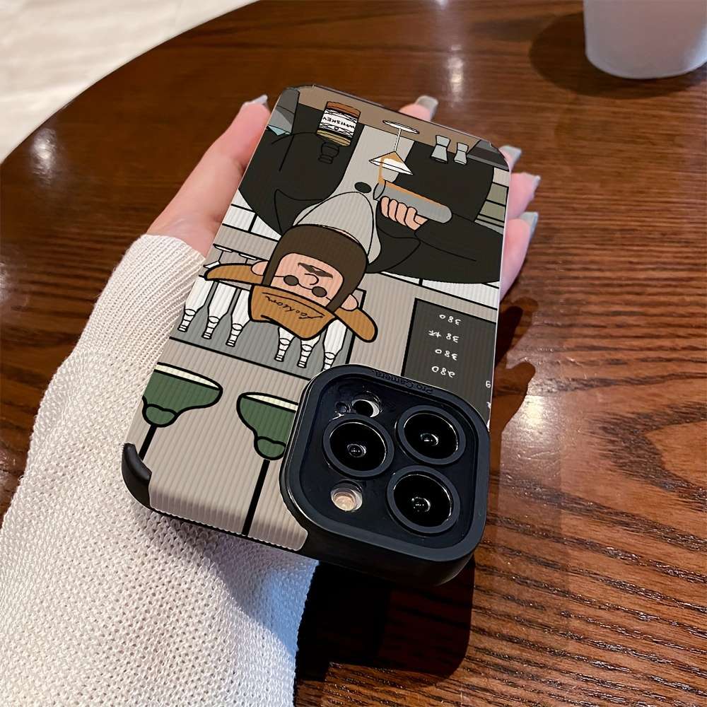 1Pc Mixed Color  For iPhone 15 Pro The Bartender Pattern Phone Case