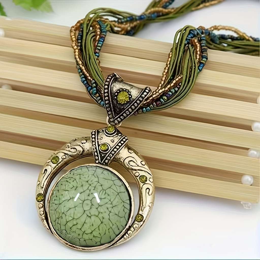 Womens Necklace Color Green