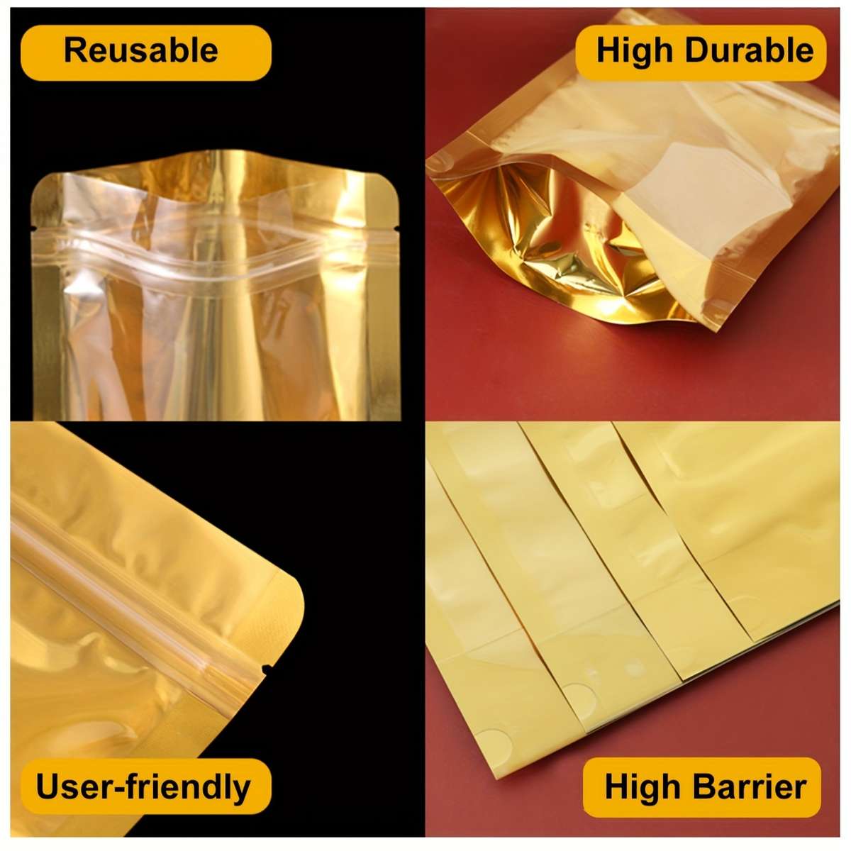 Food Storage Bags Color Golden Size10X18Cm 20Pcs