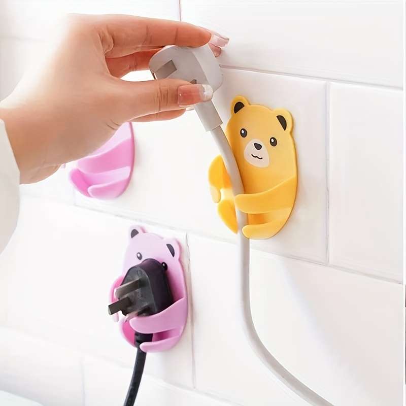 Bear Hook No Punching Storage Power Plug Hook Multi Purpose color 5pcs