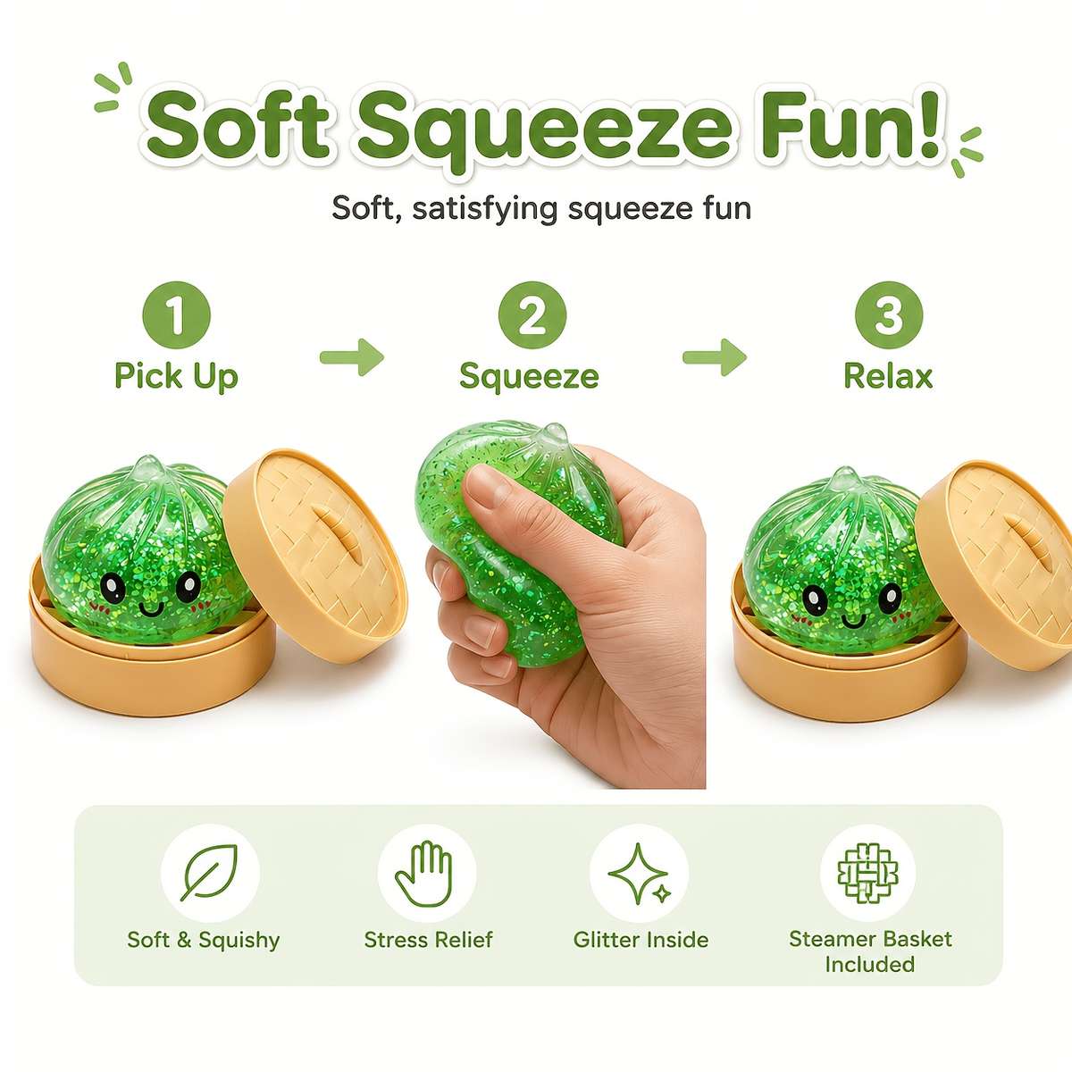 Squeezable Toys Color Random Color Quantity 3 Piece Set 1 Bread 1 Lid 1 Base