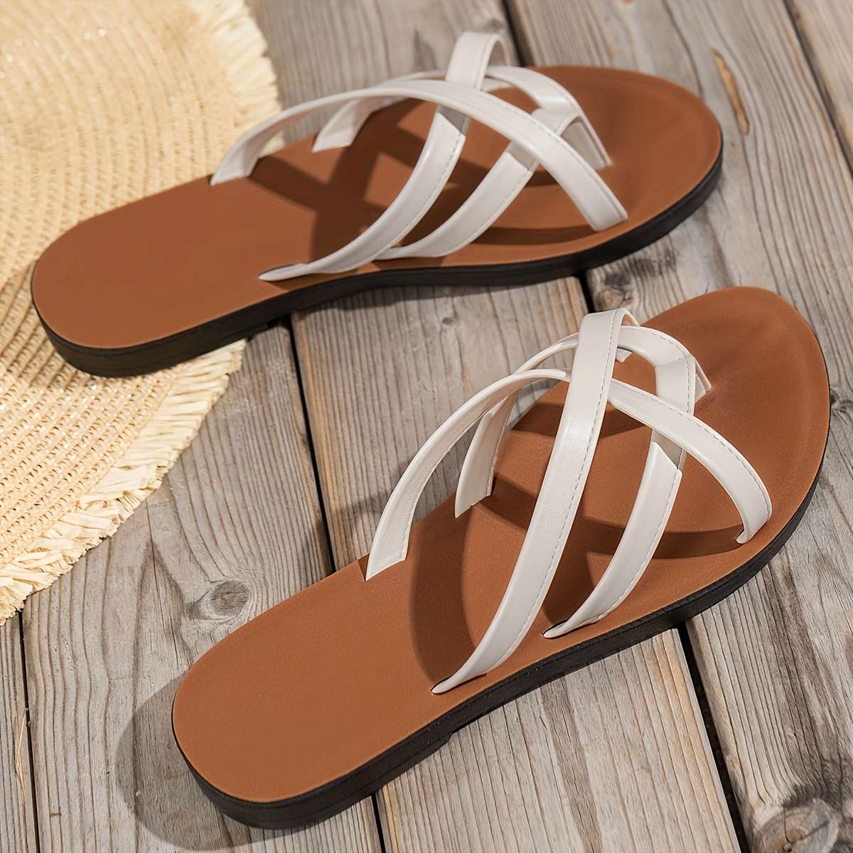 Ladies Summer Flip Flops Beige Uk 9