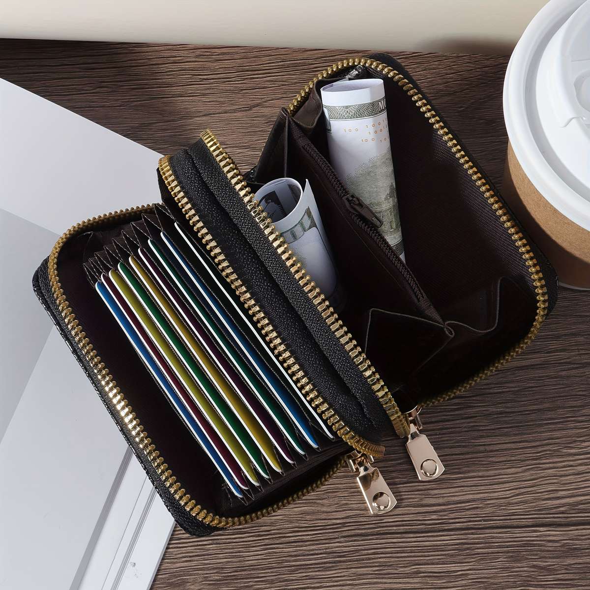 Women'S Minimalist Nylon Short Wallet Solid Color Coin Purse With Zipper Closure Lightweight