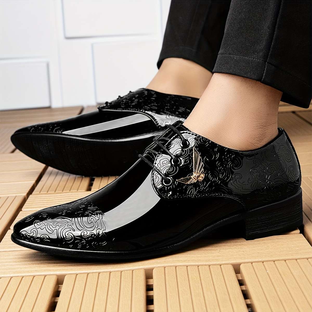 Mens Leather Shoes Color Black Sizeuk 7