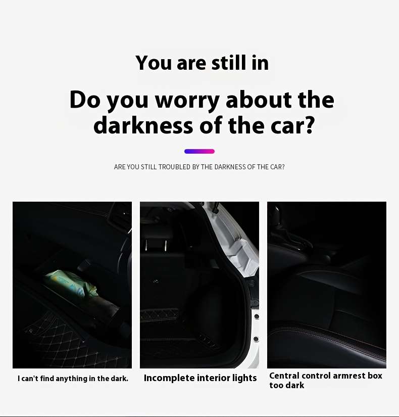 1pc Touch-Controlled LED Car Ambient Light USB Rechargeable 5V Non-Waterproof Interi