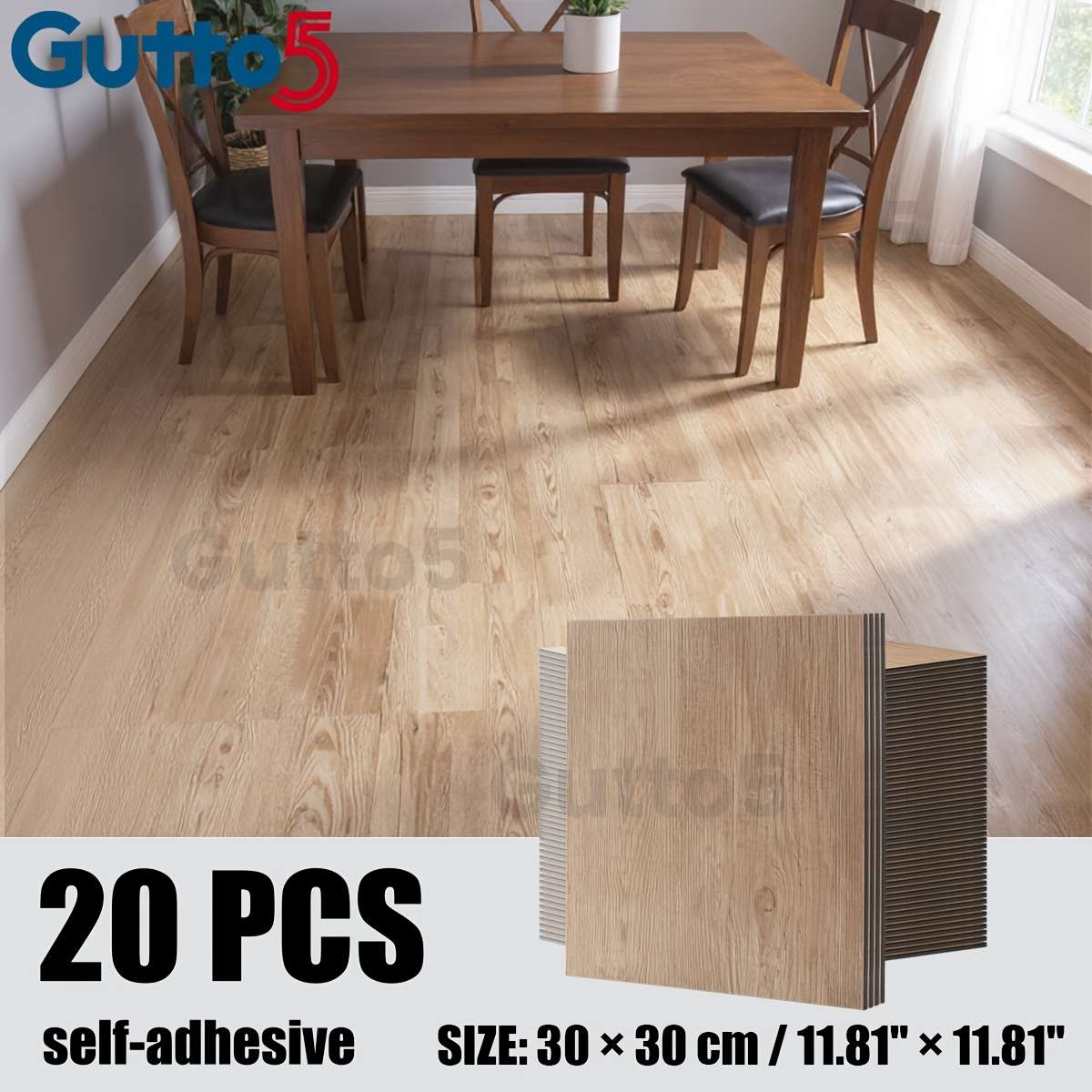 Self Adhesive Floor Stickers 30Pcs 11.8"11.8" 30Cm30Cm Dark Walnut