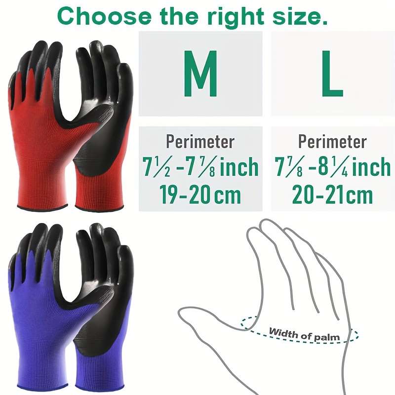 5 Pairs Red Black Size M Multi Purpose Work Gloves