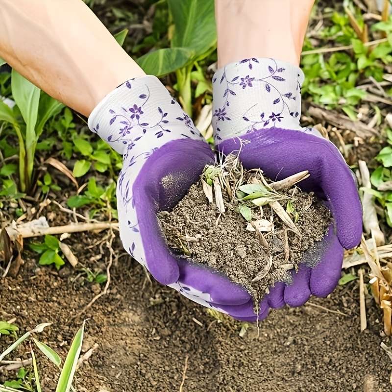 6 Pairs Green Set And Purple Set Multi Purpose Work Gloves