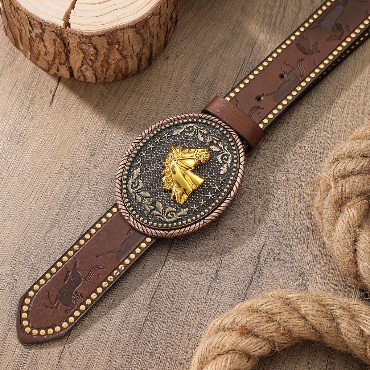Belt Color Camel Bronze Colored Buckle Size 120Cm 47.2Inch