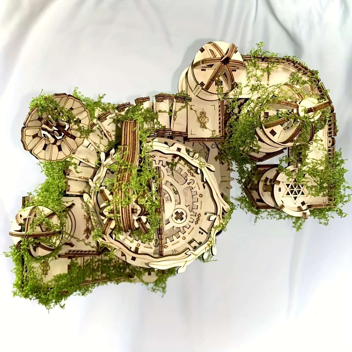 3D Building Model Puzzle Set Items Green Moss Ruins