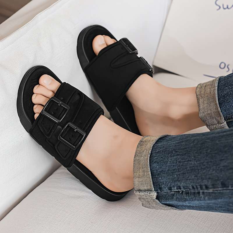 Men Slippers Summer Style Black Size Uk 7