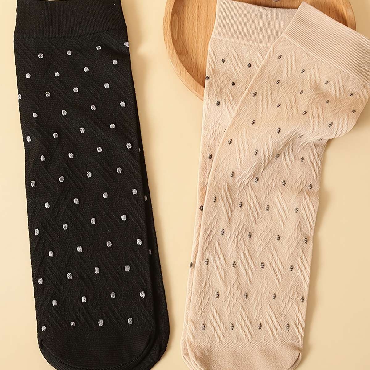 Women S Socks Color Black With Dots 5 Pairs Size Asian Onesize