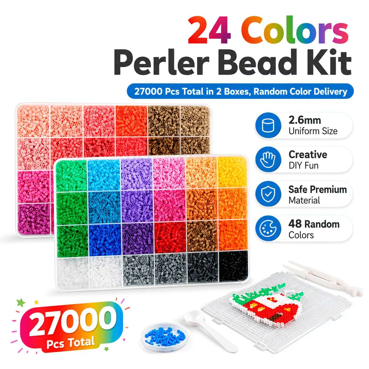 Perler Bead Set 27000Pcs 2 Boxes Random Colors
