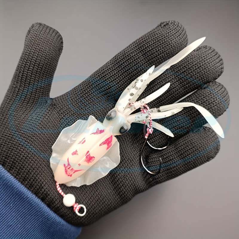 1pc Glow-In-The-Dark Squid Soft Bait for Deep Sea Boat Fishing with Hooks