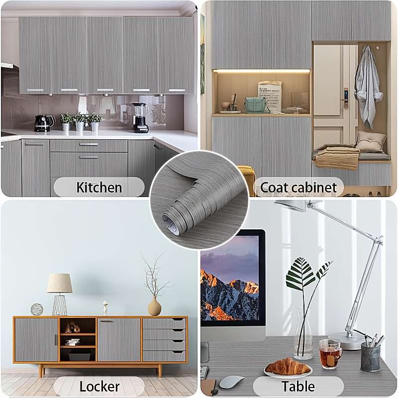 Self Adhesive Floor Sticker Silver Sandalwood Pattern 60cm x 10m