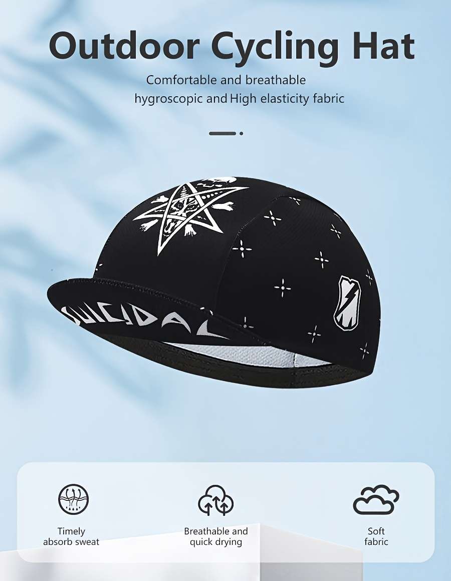 1pc Classic Retro Black Summer Cycling Cap Breathable Quick Dry Knit Polyester Material Ou