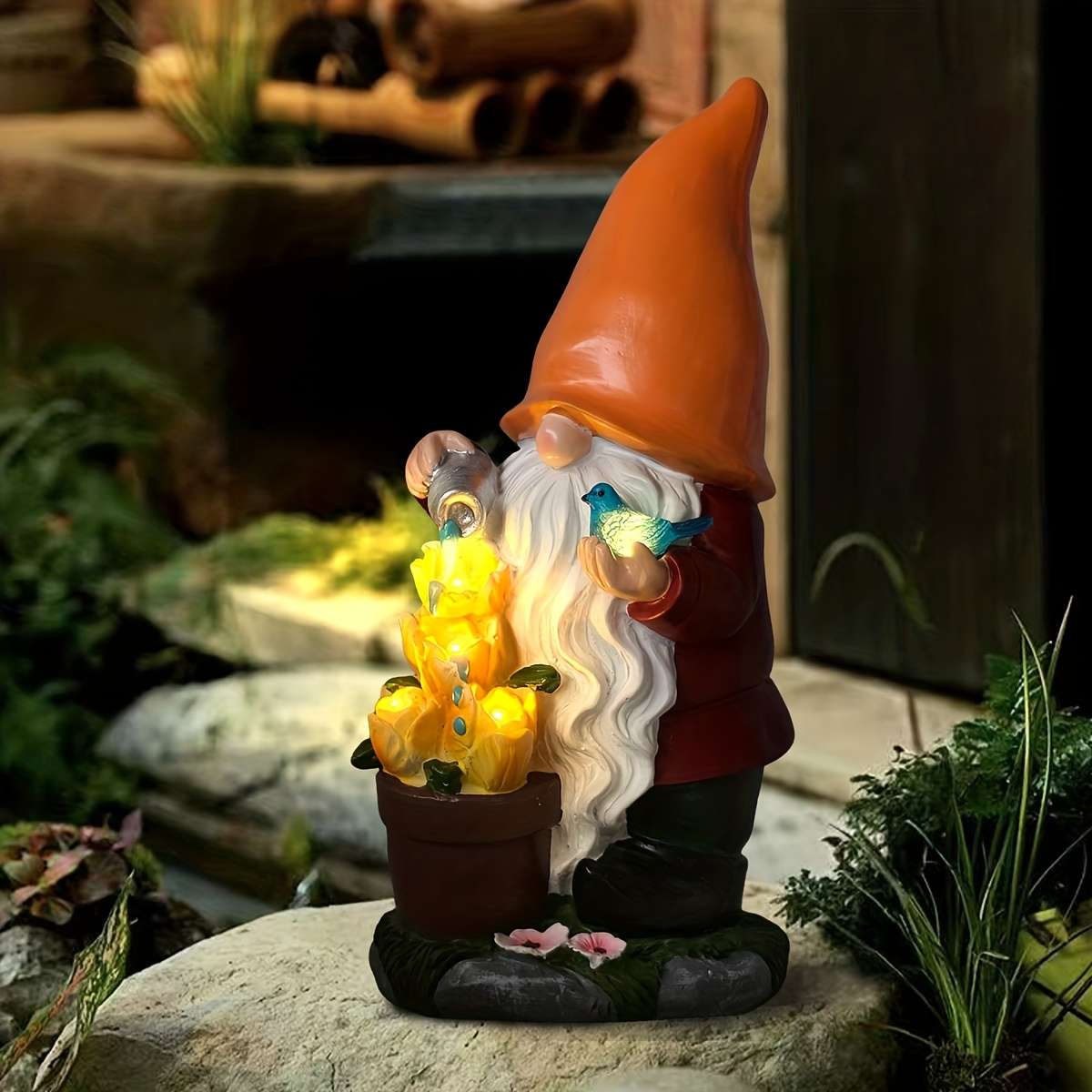 Plush Goblin Figurine With Magic Liquid Glowing Effects Resin Outdoor Tale