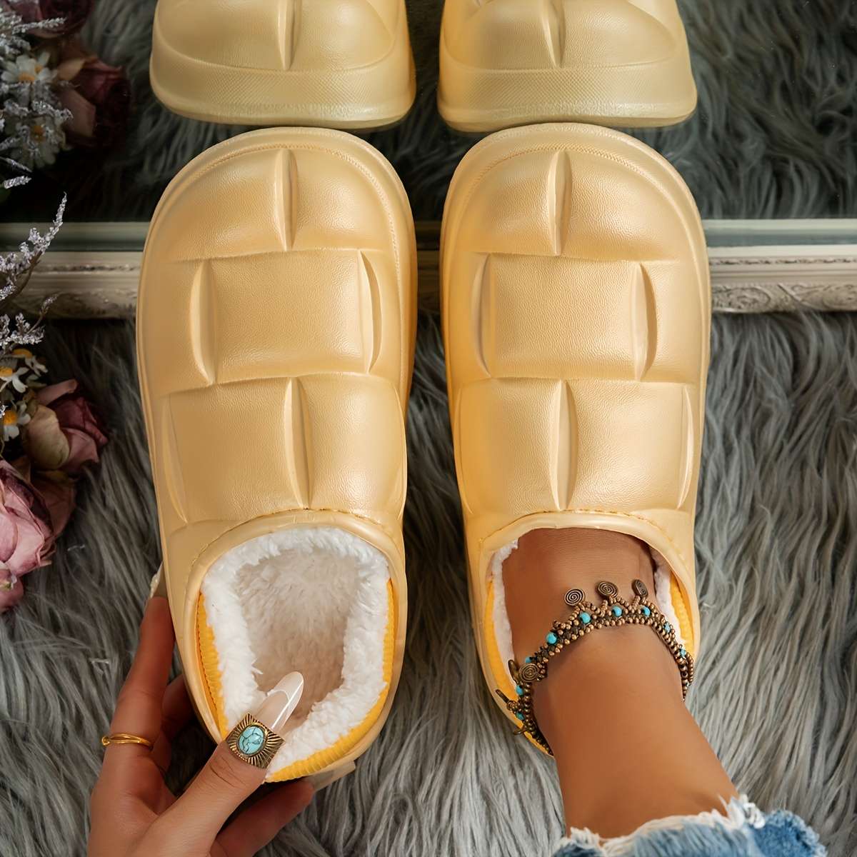 Cotton Slippers Color White Sizeuk 6.5-7