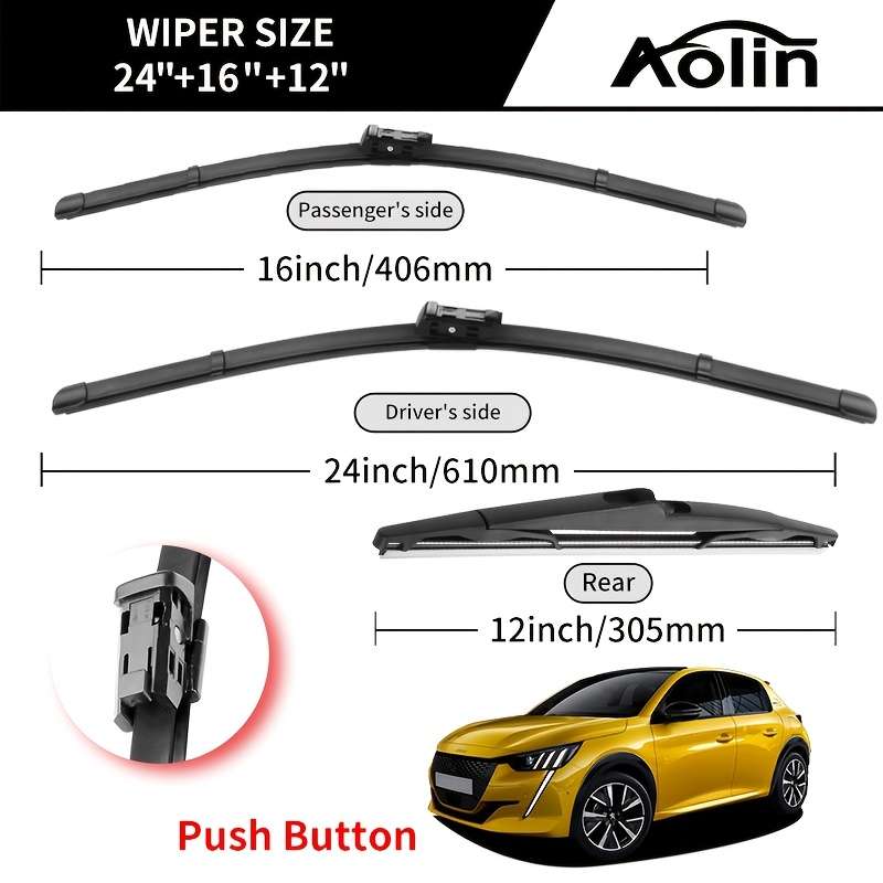 Windshield Wipers Quantity 3Pcs 60.96Cm 40.64Cm 30.48Cm
