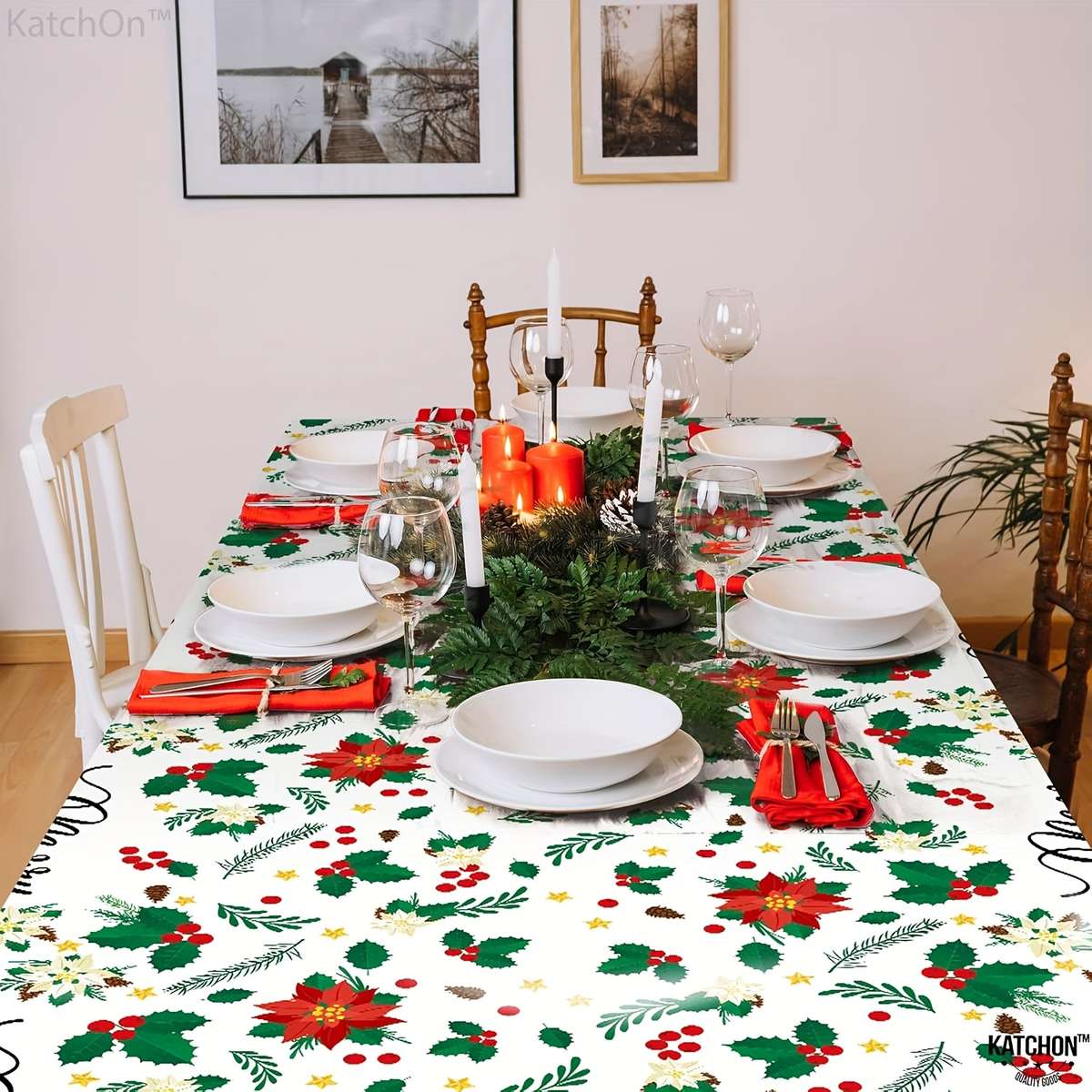 Christmas Tablecloth Color Polychrome Quantity 3Pcs 274X137Cm
