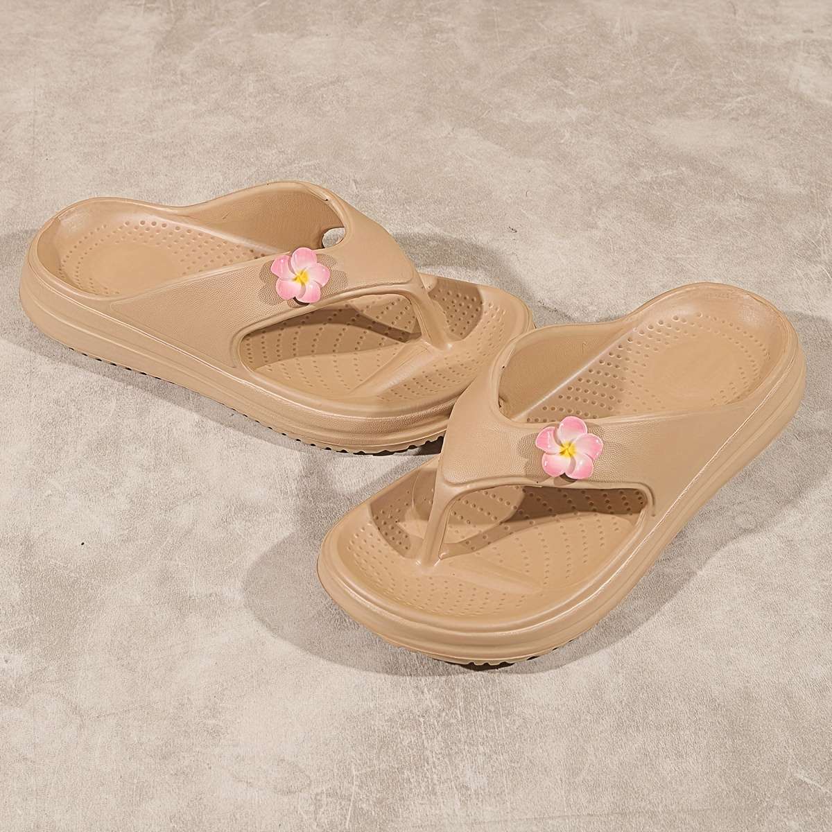 Ladies Summer Flip Flops Pink Khaki Uk 5.5-6